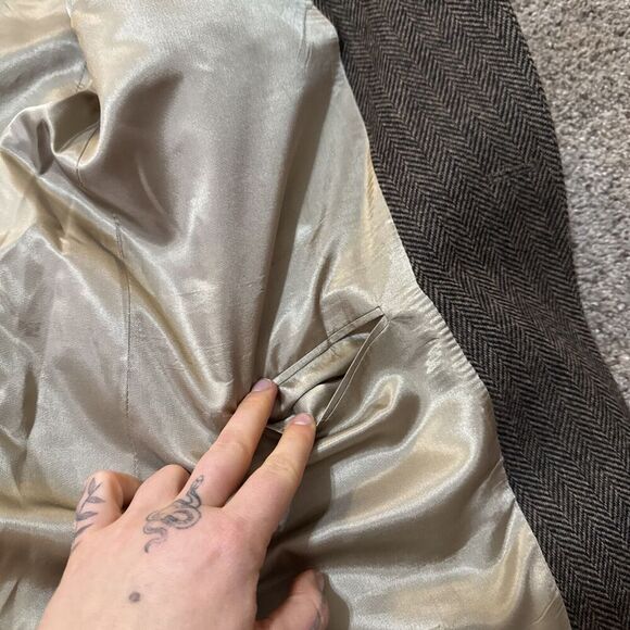 Oscar de la Renta Men's Brown Sport Coat 46R Blazer Jacket Merino Wool Lambswool - Picture 11 of 15